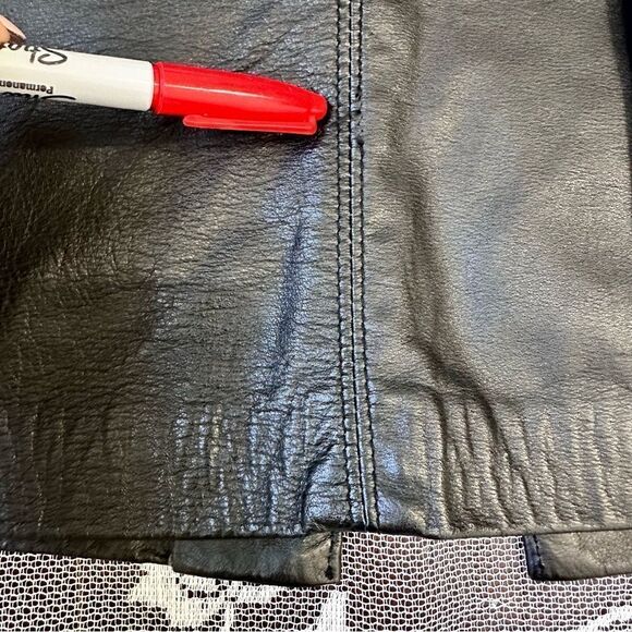 Vintage The Leather Ranch Genuine Leather Black Pencil Skirt Sz Small - Picture 9 of 12